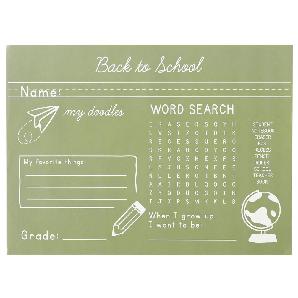 Back To School Green Chalkboard Placemats - bubblegum market