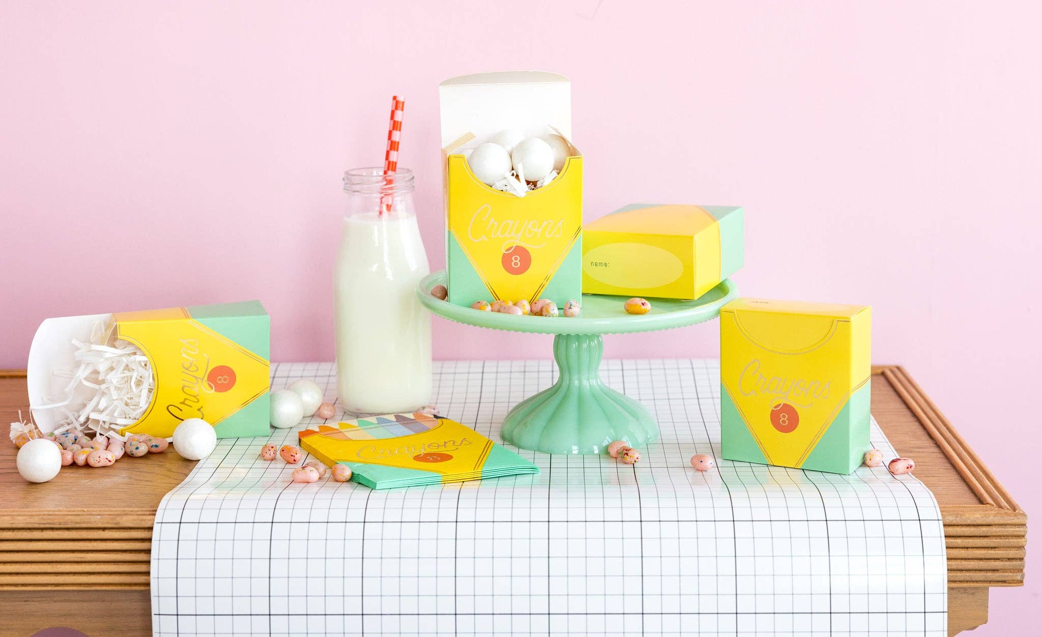 Back to School Grid Table Runner - bubblegum market
