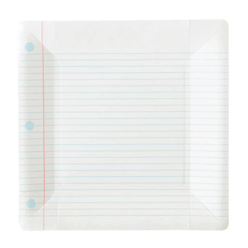 Back To School Notebook Paper Plates 9" - bubblegum market