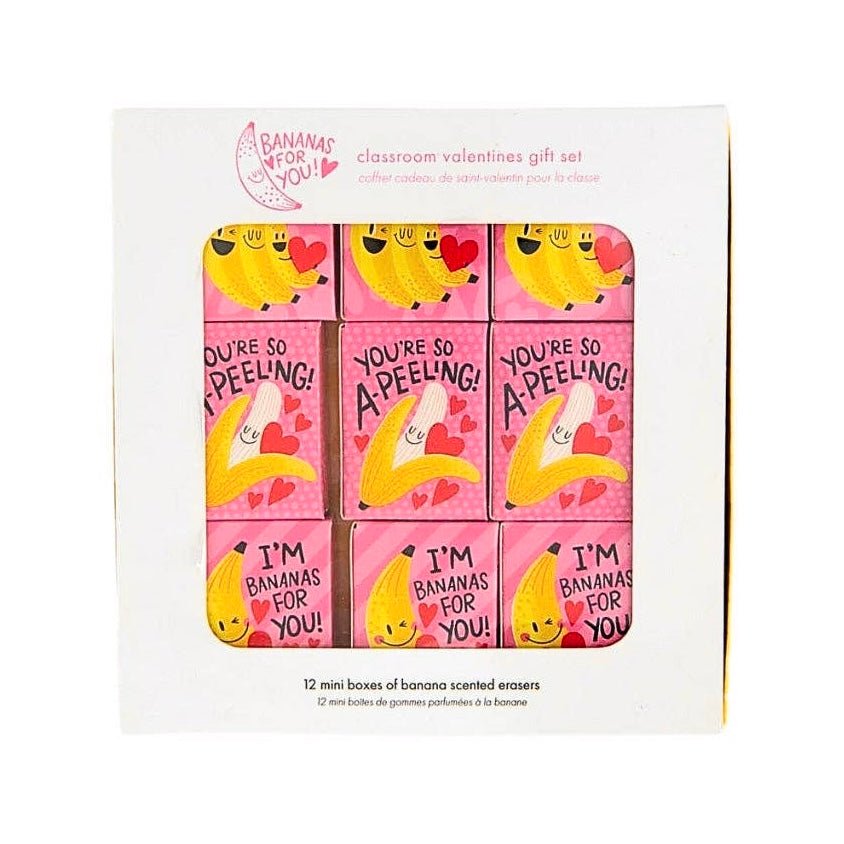 Bananas For You Classroom Valentine Erasers (Set of 12) - bubblegum market