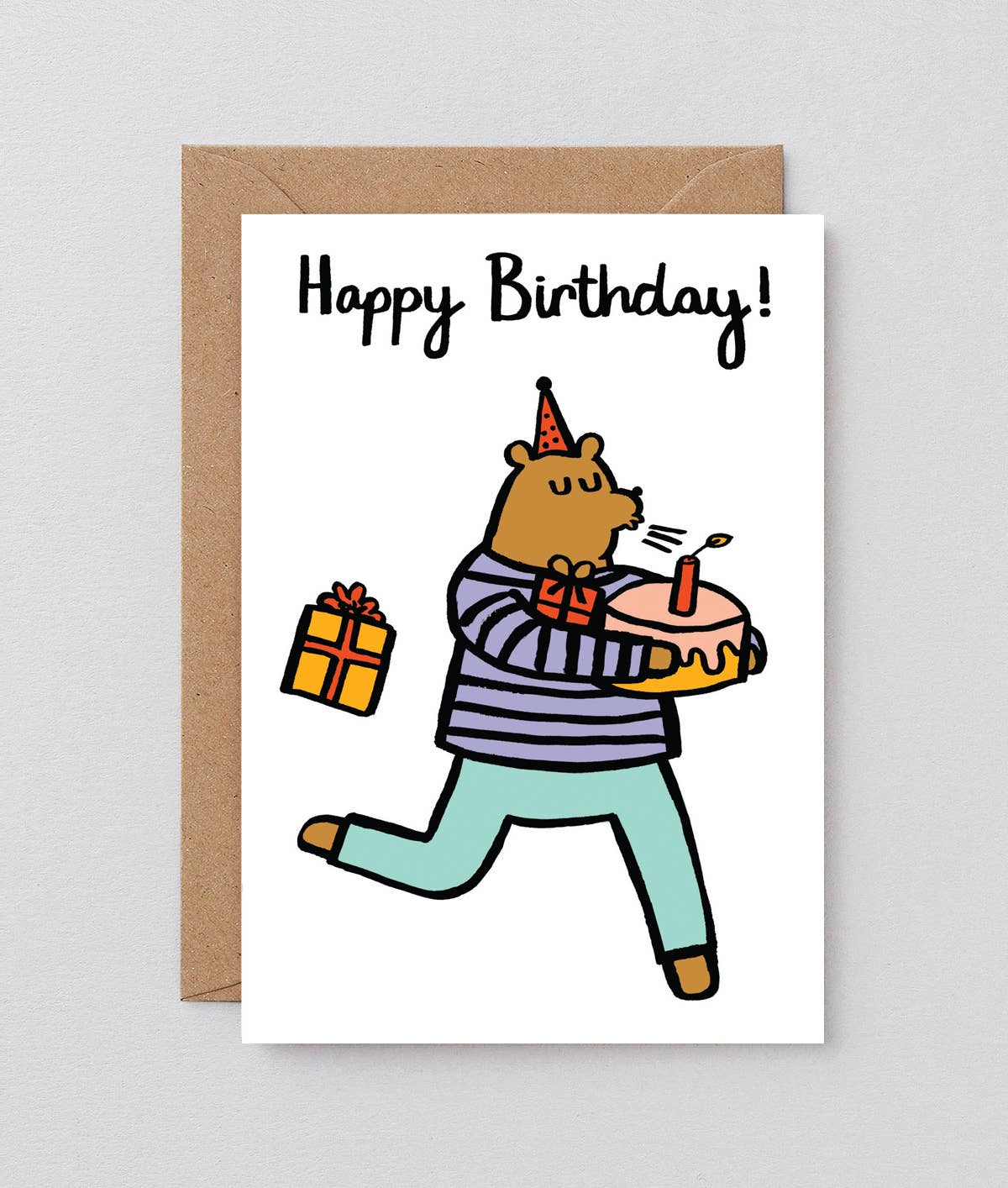 Bear With Cake Birthday Card - bubblegum market