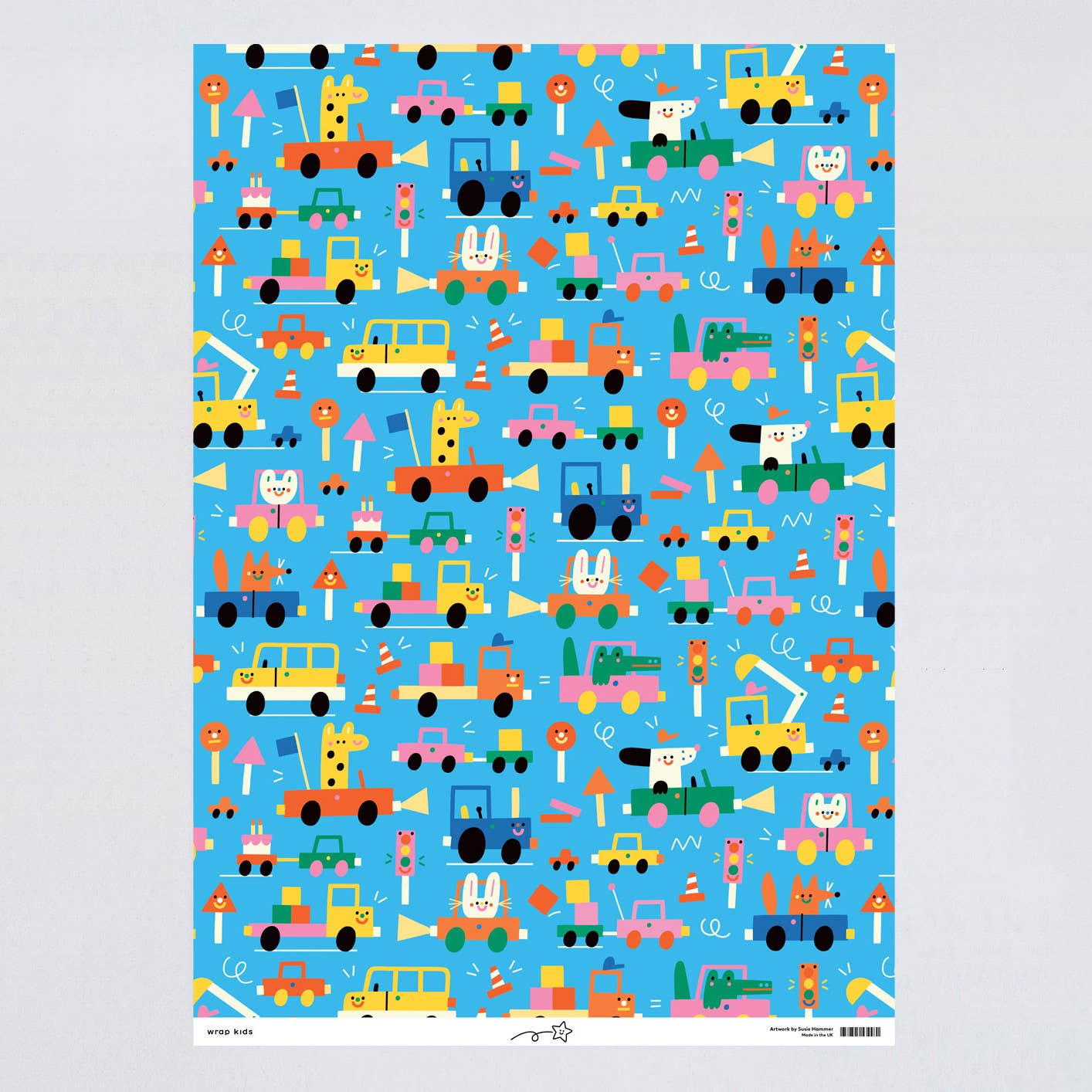 Beep Beep Kids Gift Wrap Sheet - bubblegum market