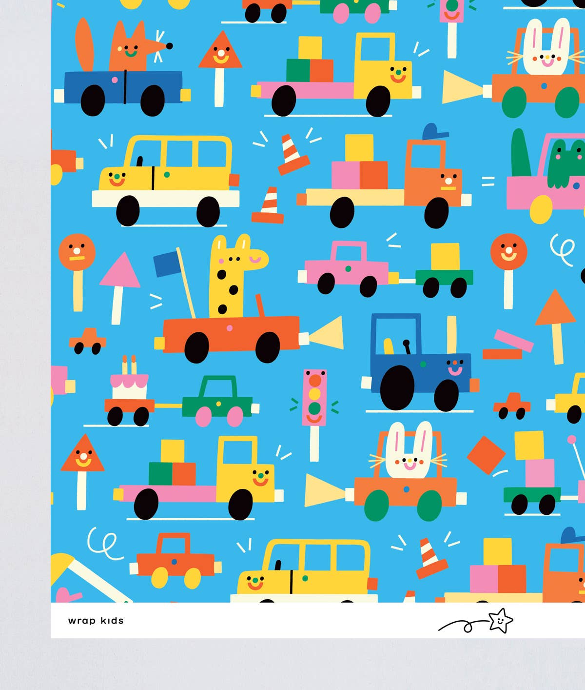Beep Beep Kids Gift Wrap Sheet - bubblegum market