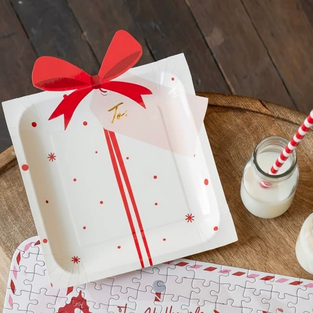 Believe Christmas Present Shaped Paper Plates 10.5" - bubblegum market