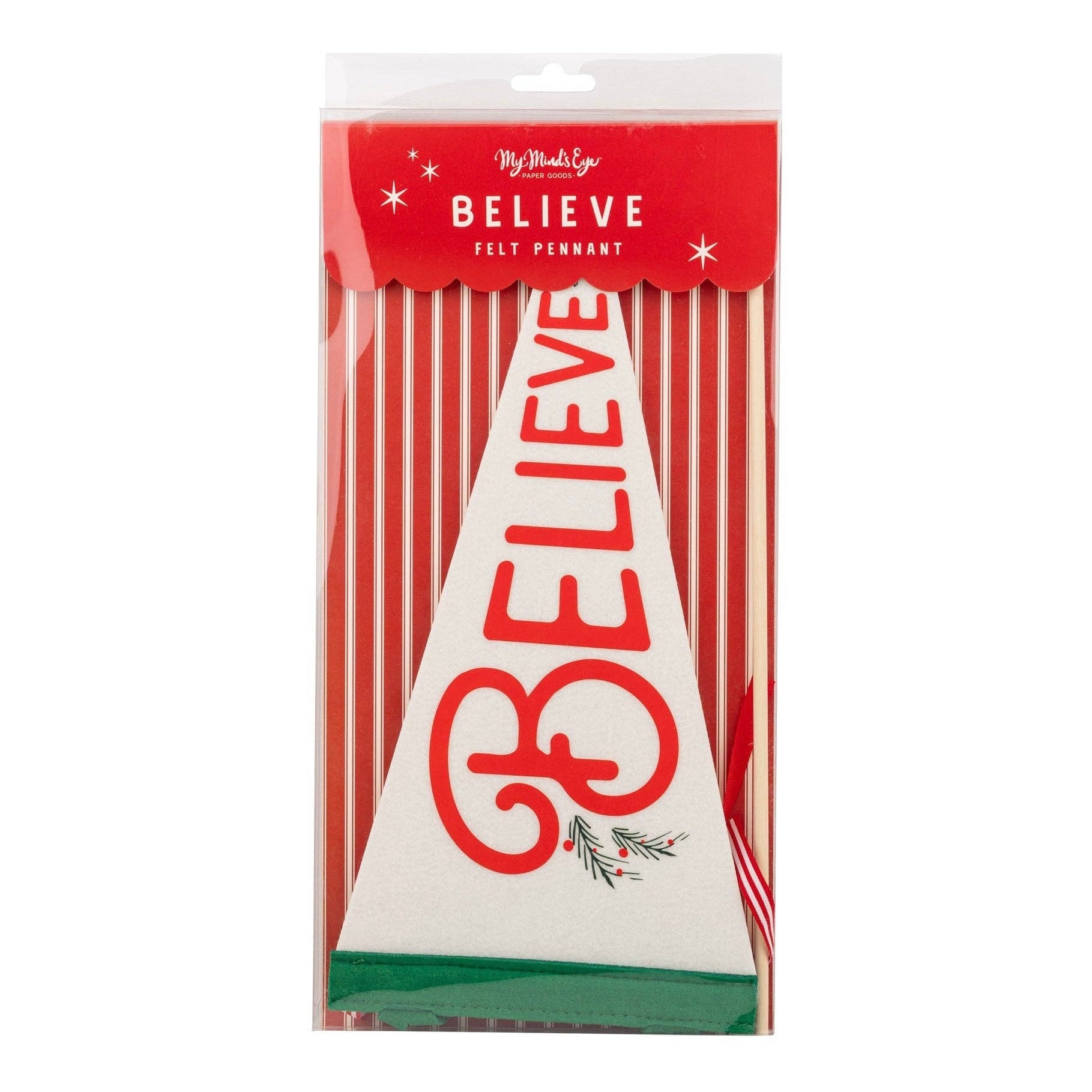 BELIEVE Felt Pennant Banner - bubblegum market
