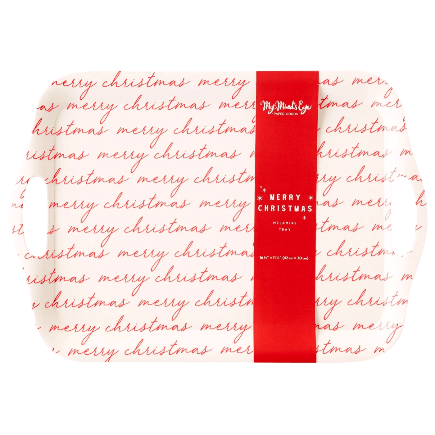 Believe Merry Christmas Script Melamine Tray 16.5" - bubblegum market