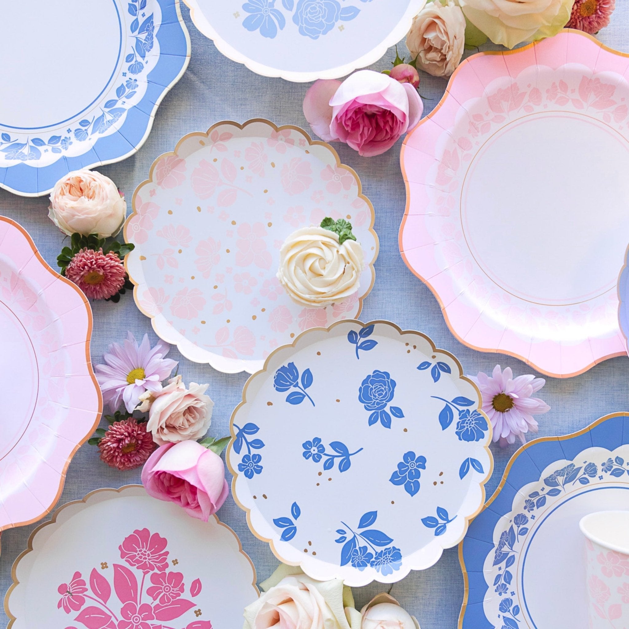 Belle Blue Elegant Floral Dessert Plates 8.25" - bubblegum market