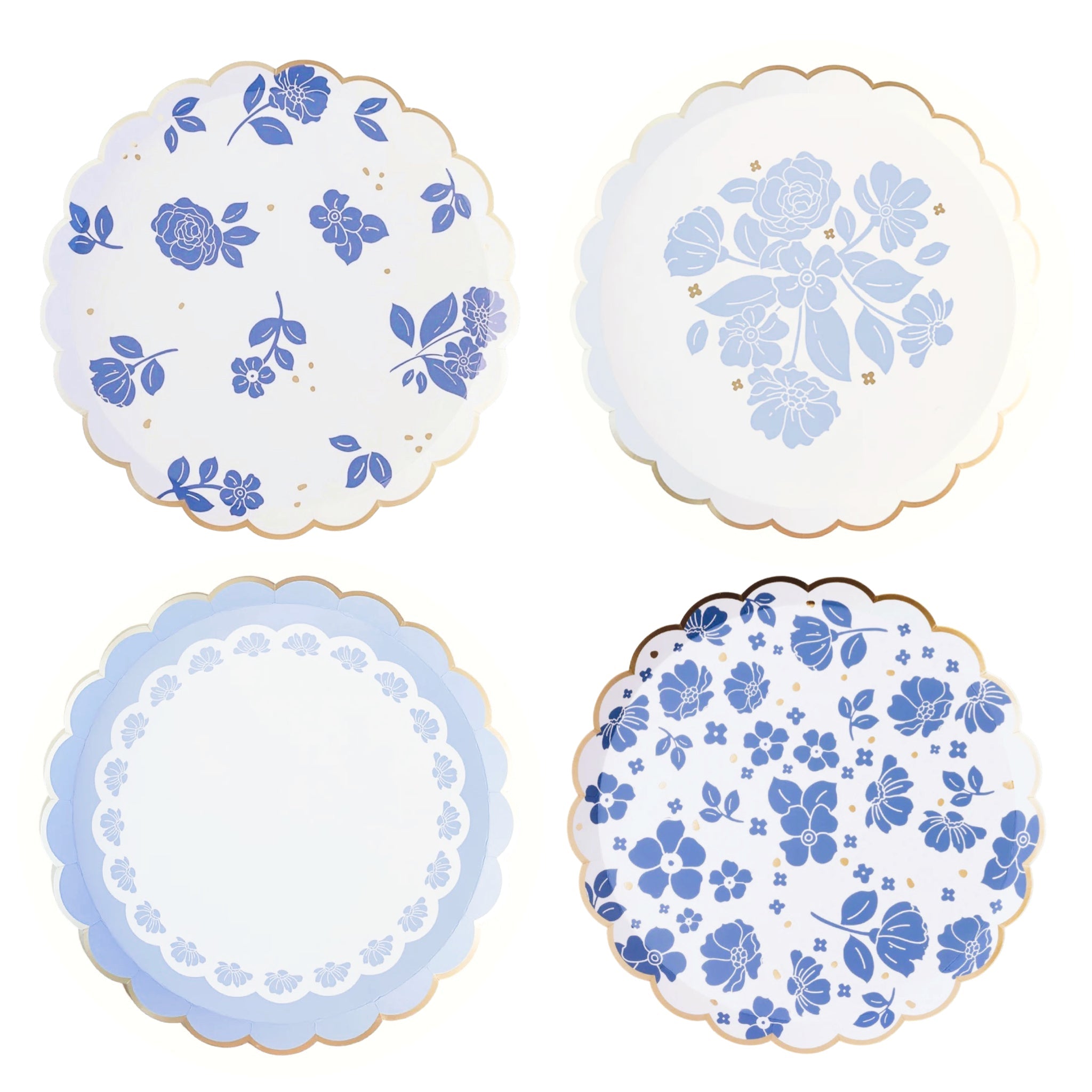 Belle Blue Elegant Floral Dessert Plates 8.25" - bubblegum market