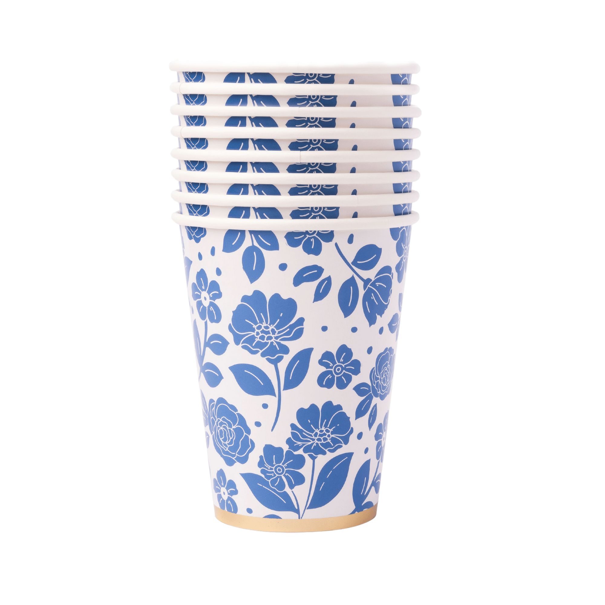 Belle Blue Elegant Floral Paper Cups - bubblegum market