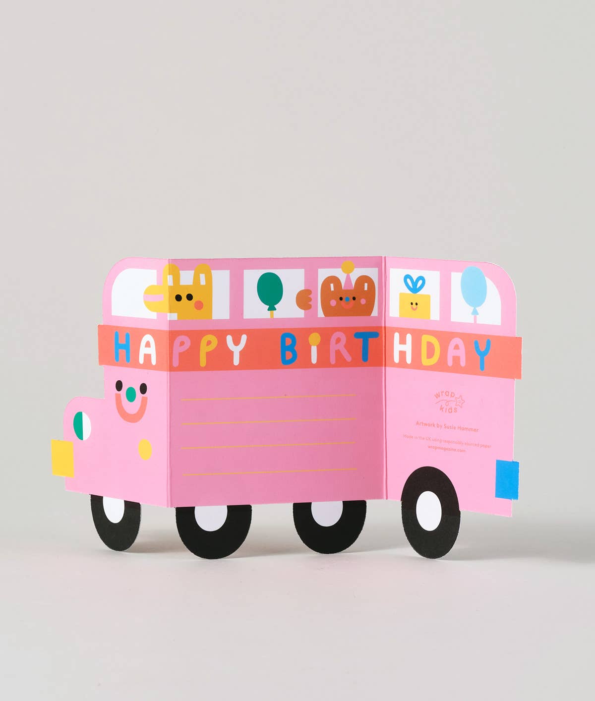 'Birthday Bus' Fold Out Kid's Birthday Card - bubblegum market