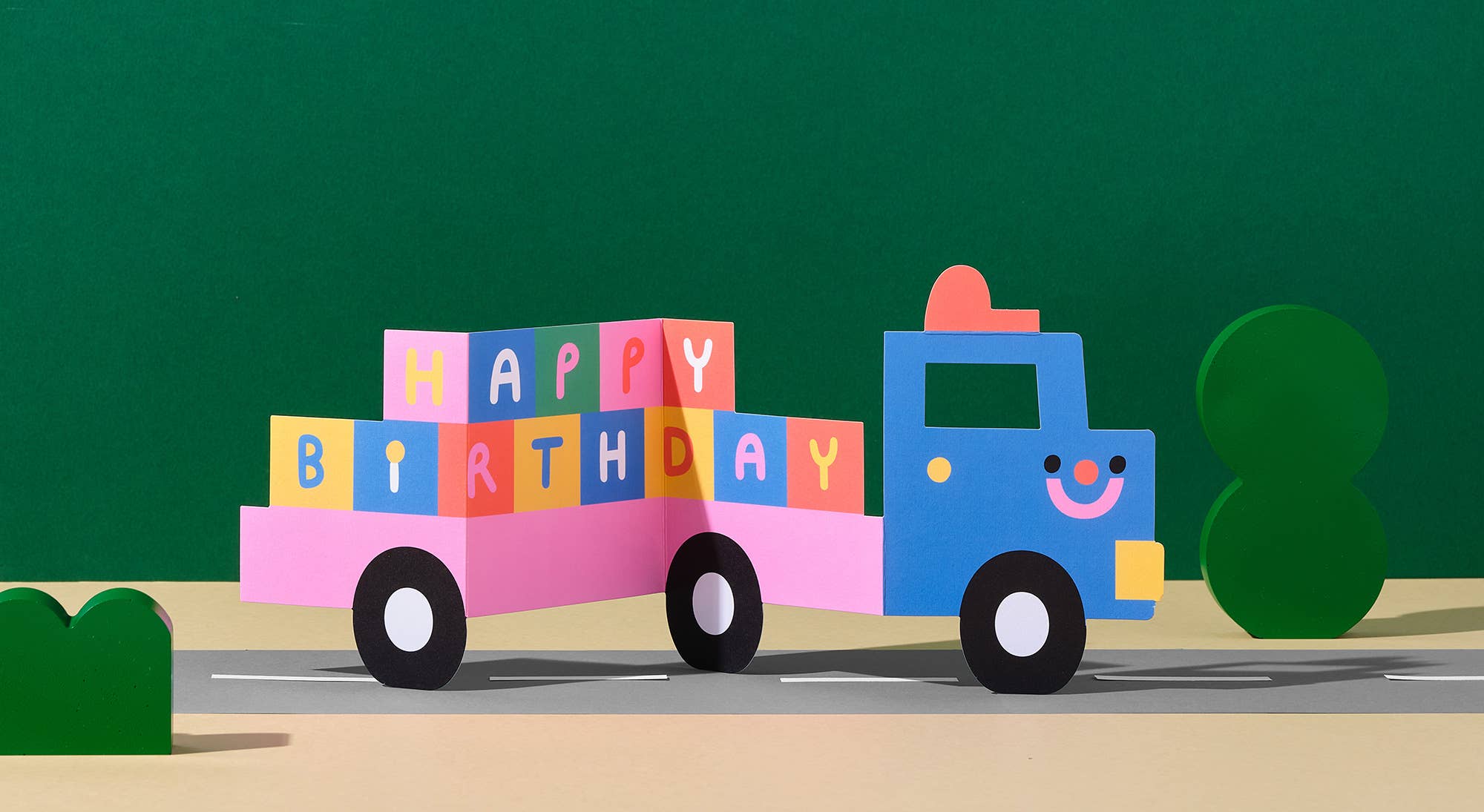 'Birthday Truck' Fold Out Kid's Birthday Card - bubblegum market