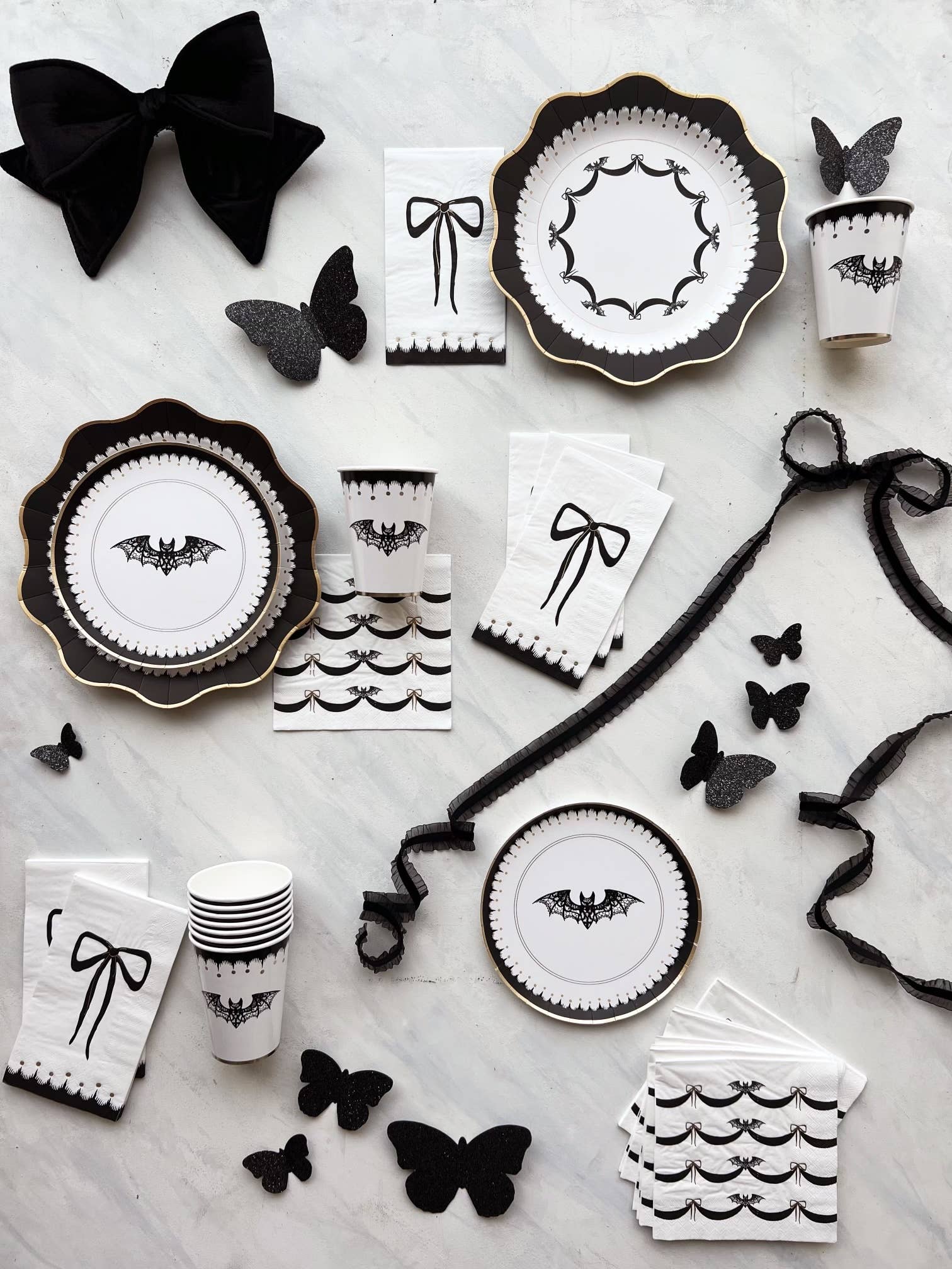 Black Bow Guest Towel Napkins - bubblegum market