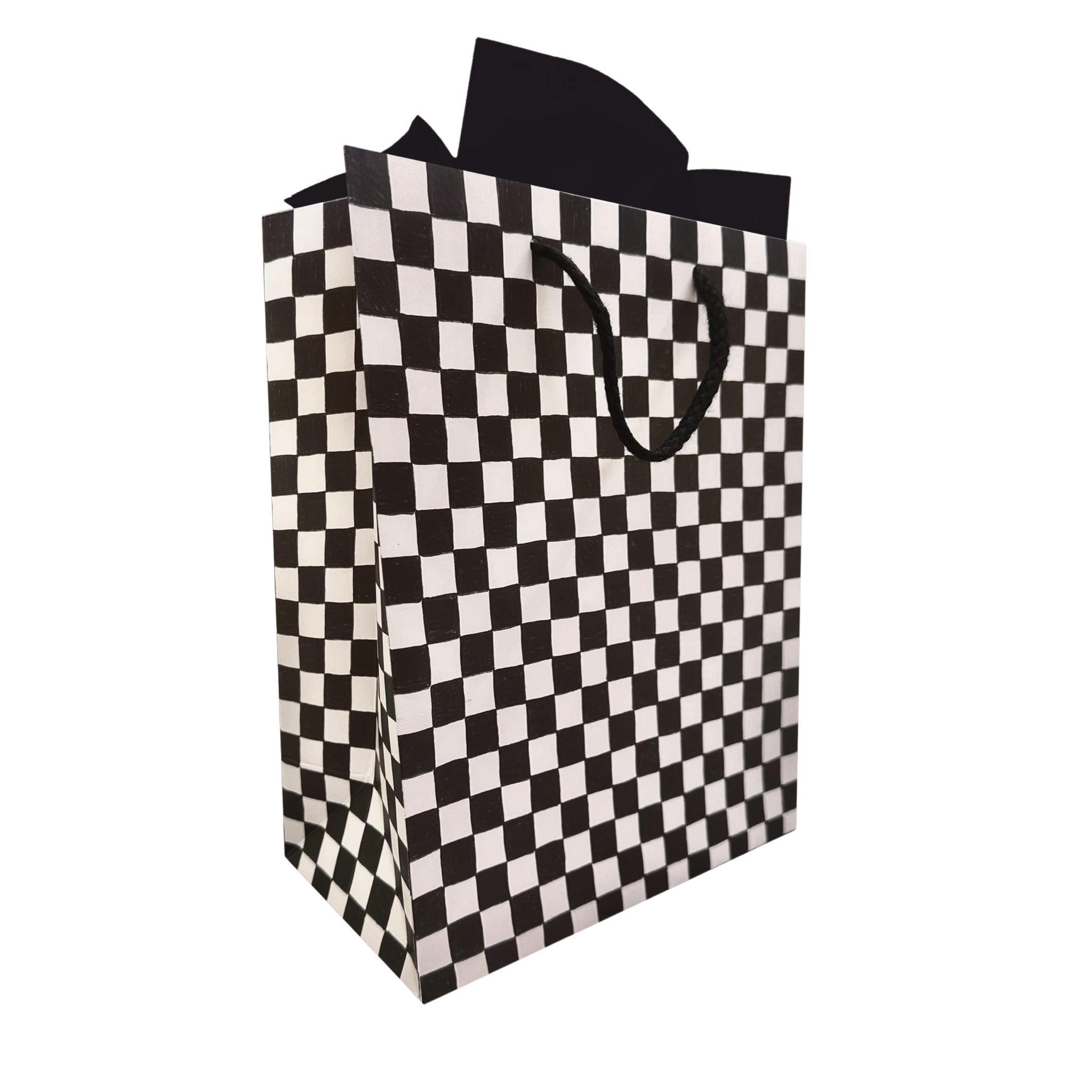 Black & White Checkers Medium Gift Bag - bubblegum market
