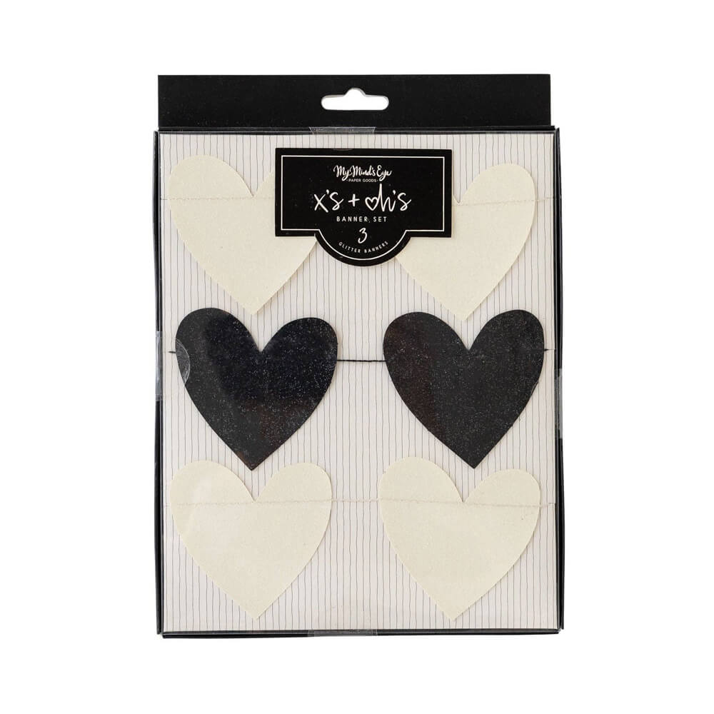 black-white-glitter-heart-valentines-banner-set