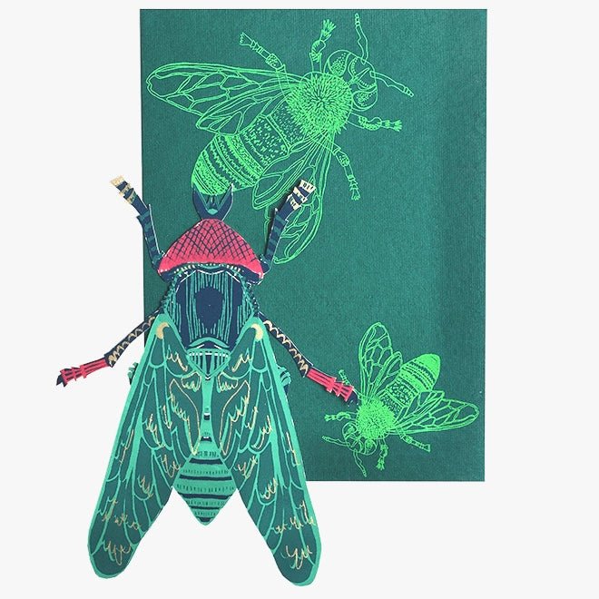 Blue Bottle Insect Greeting Card - bubblegum market