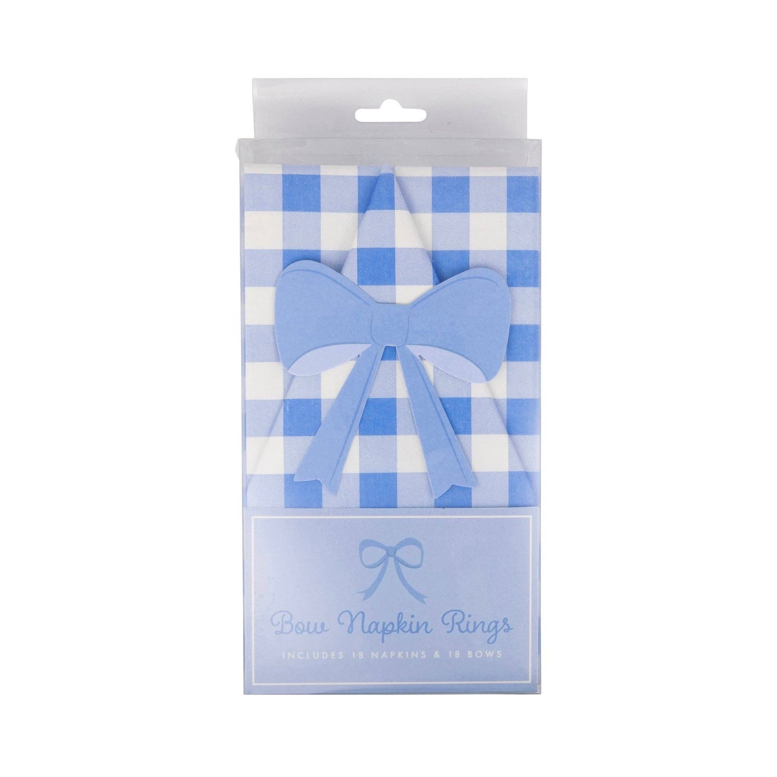 Blue Gingham Guest Napkins & Rings Set - bubblegum market