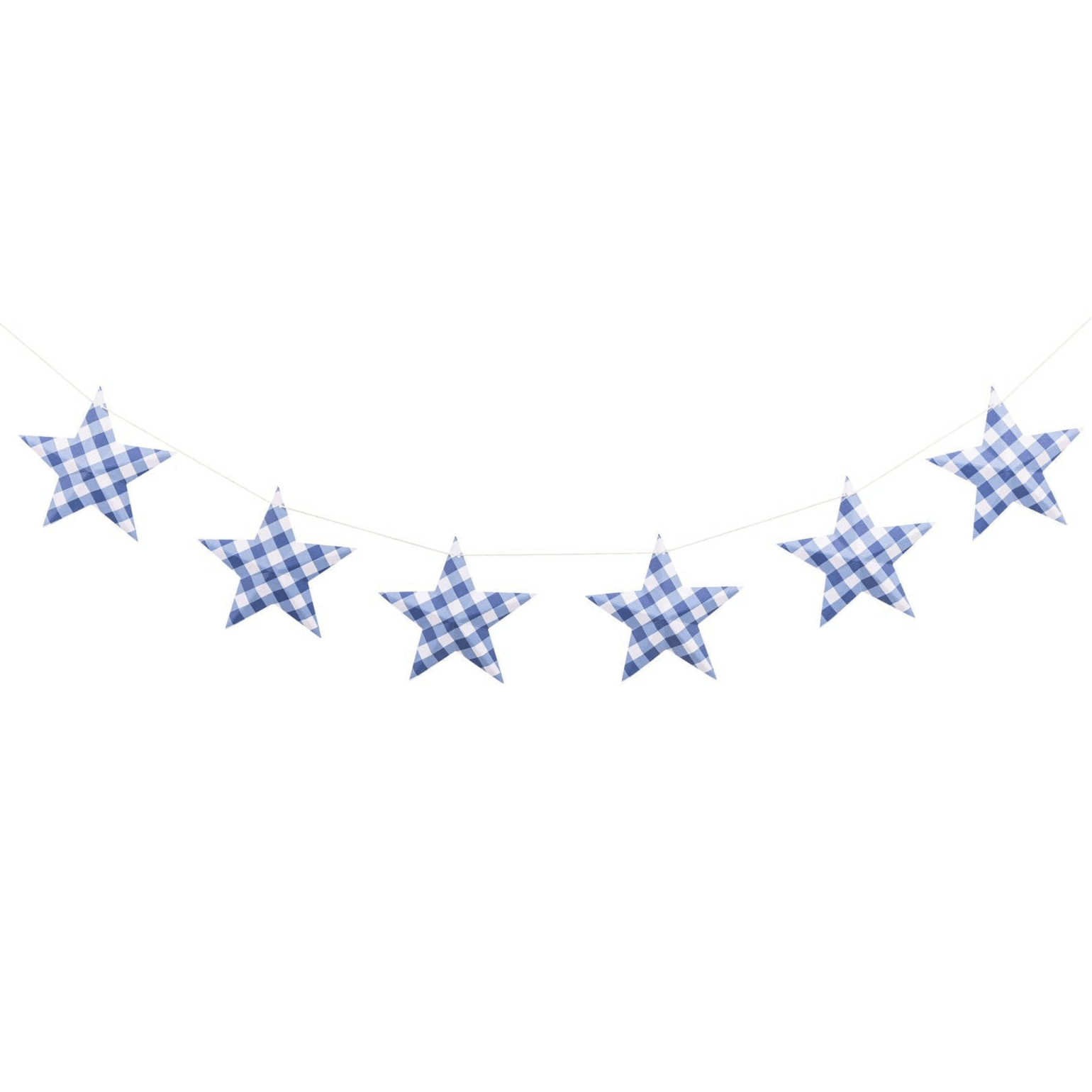 Blue Plaid Hanging Stars Banner - bubblegum market