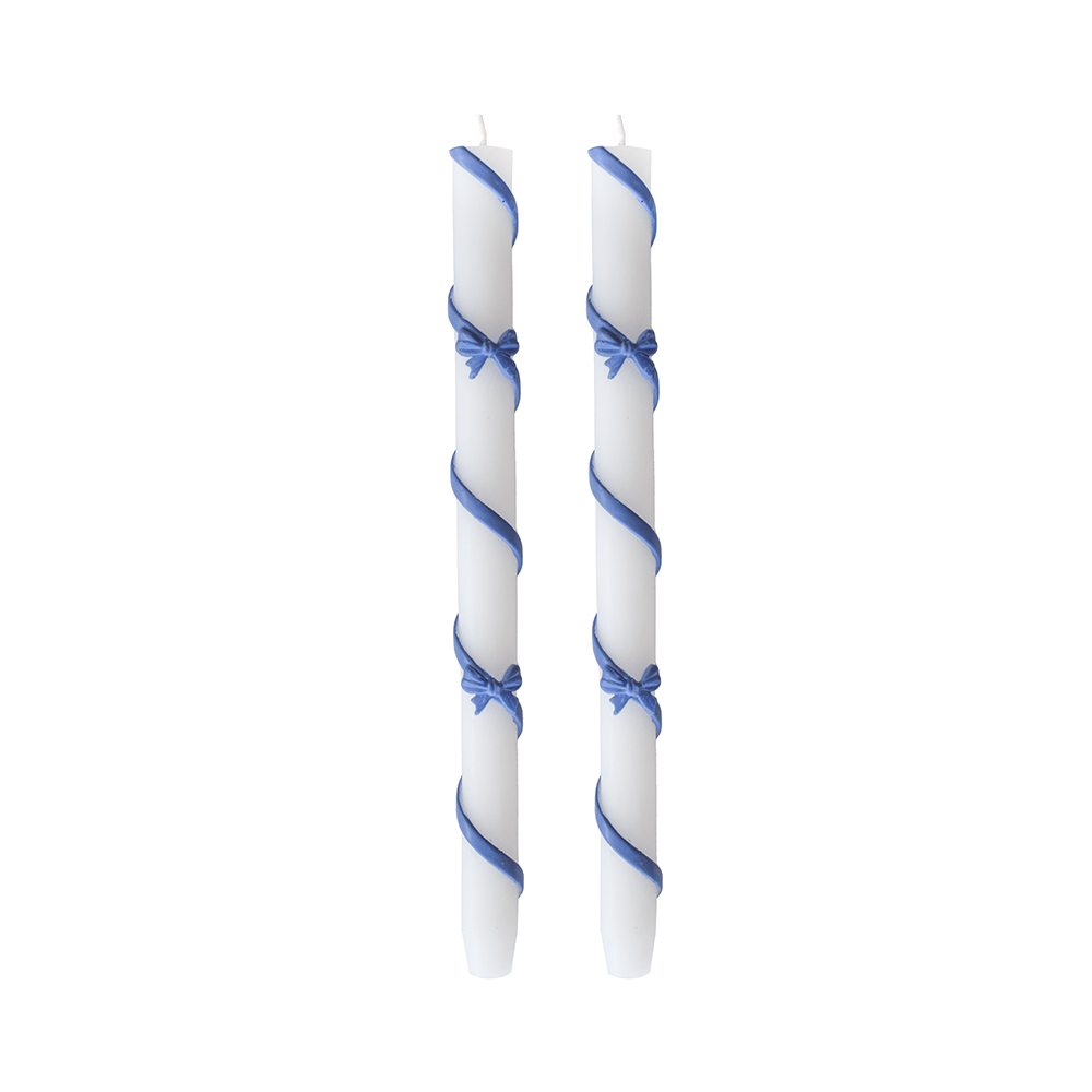 Blue Ribbon Bow Taper Candles (Set of 2) - bubblegum market