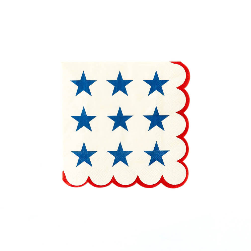 Blue Stars Scalloped Edge Cocktail Napkins - bubblegum market