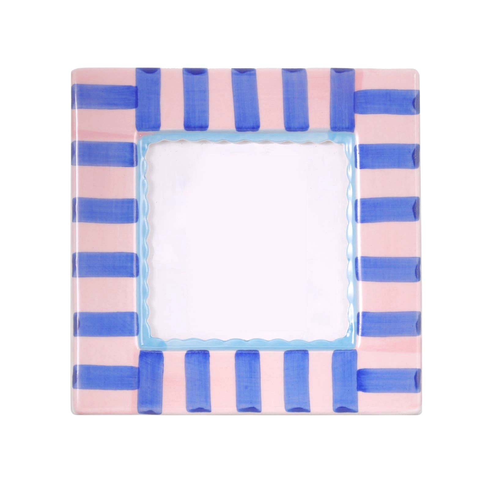 Blue Stripe Hand - Painted Ceramic Frame - bubblegum market