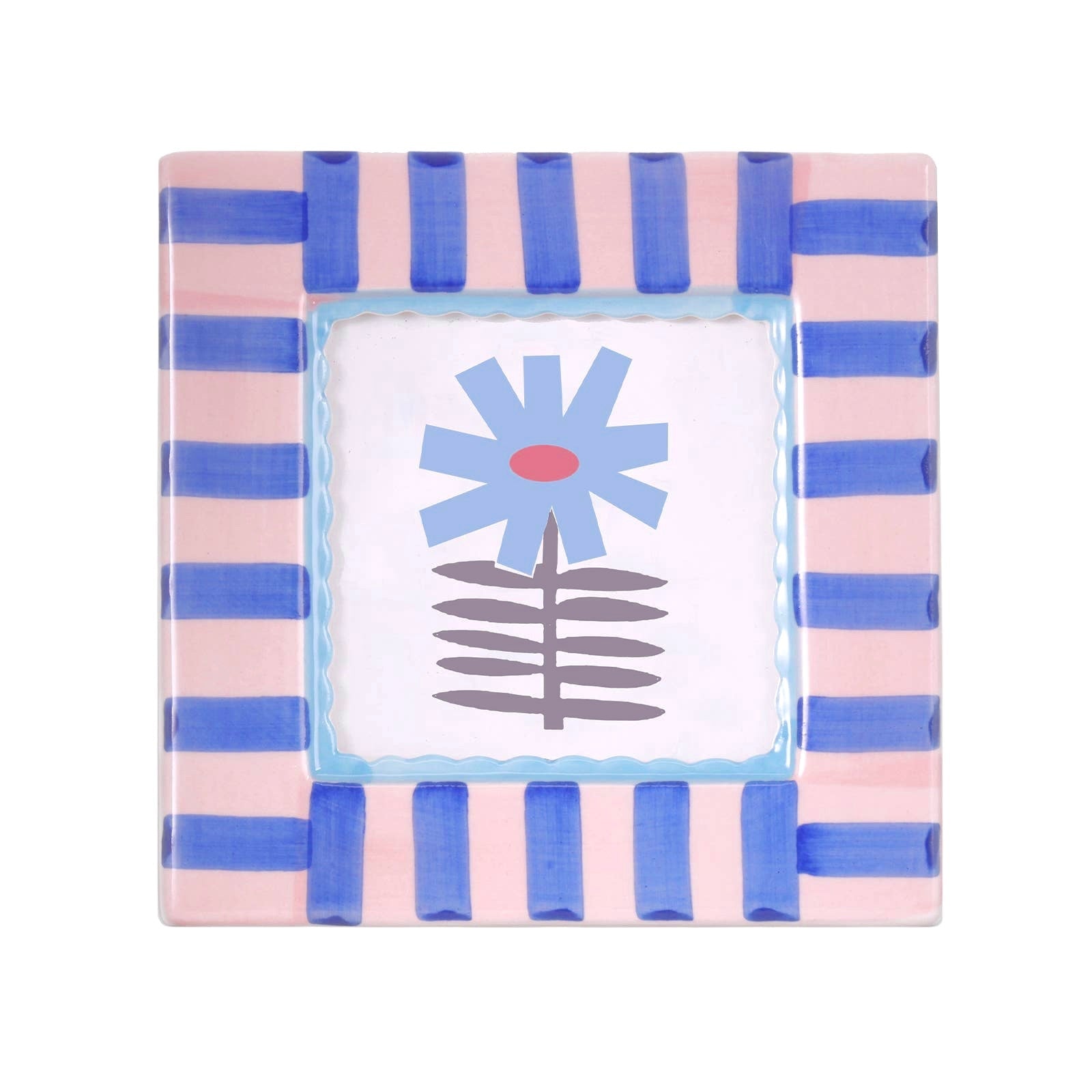 Blue Stripe Hand - Painted Ceramic Frame - bubblegum market