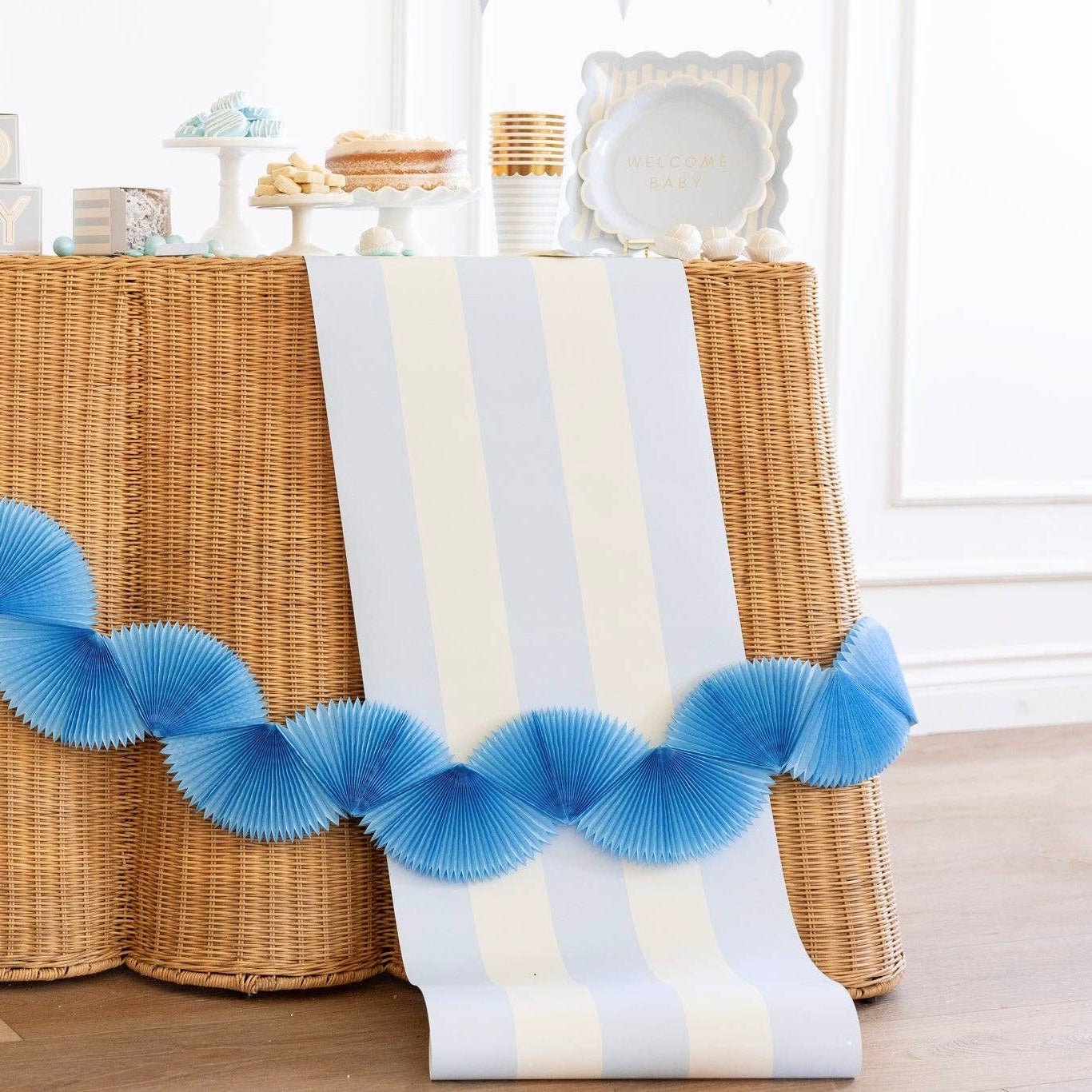 Blue Tissue Paper Bunting Banner - bubblegum market