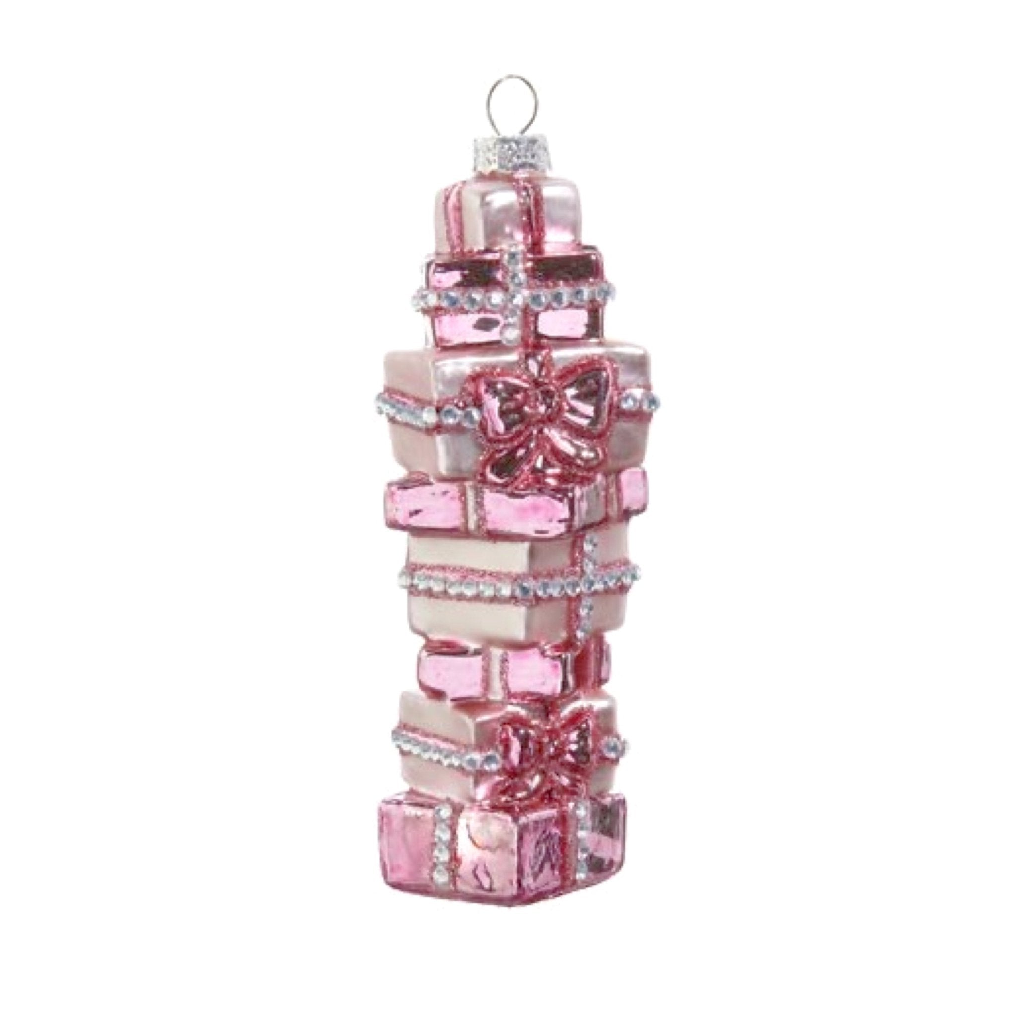 Blushing Holiday Pink Present Stack Ornament 6" - bubblegum market