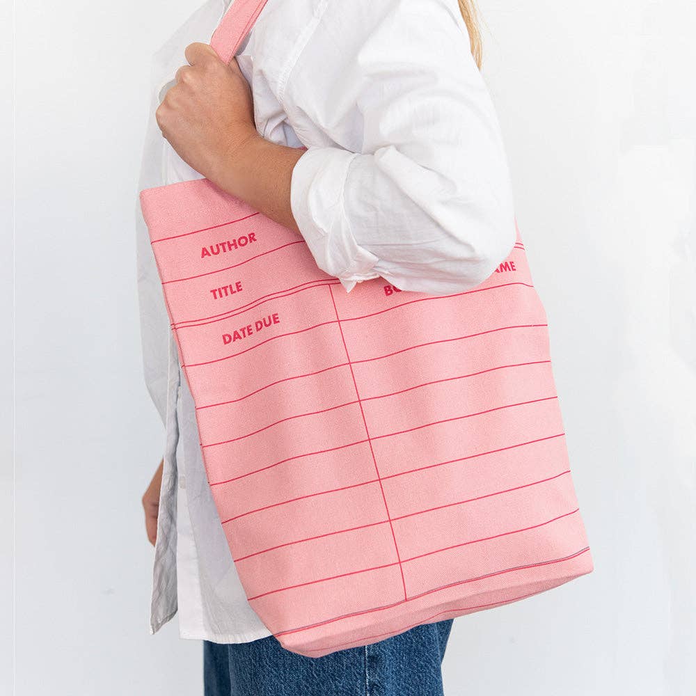 Book Club Library Card Tote Bag - bubblegum market