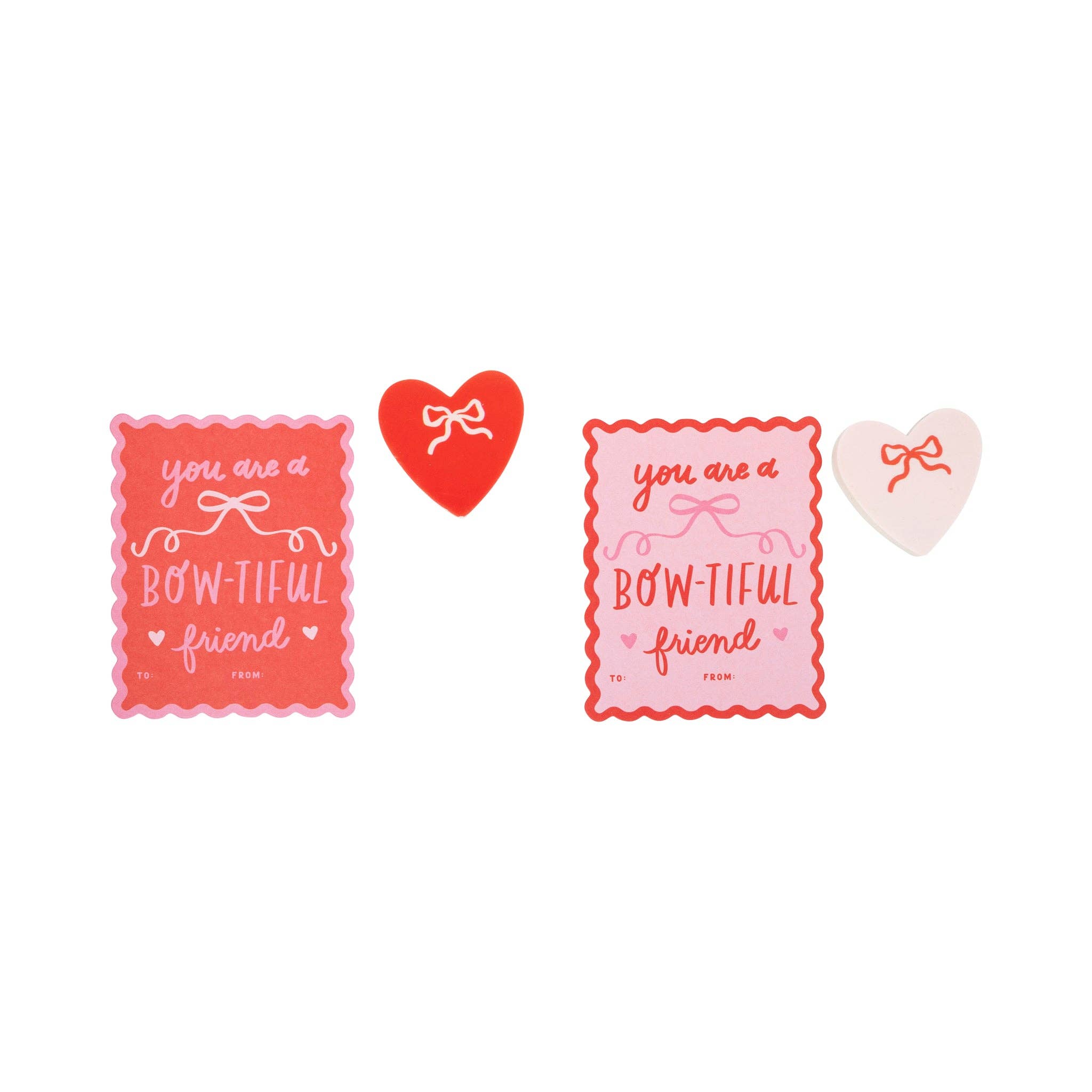 Bows Valentine's Cards and Eraser Set (12 ct) - bubblegum market