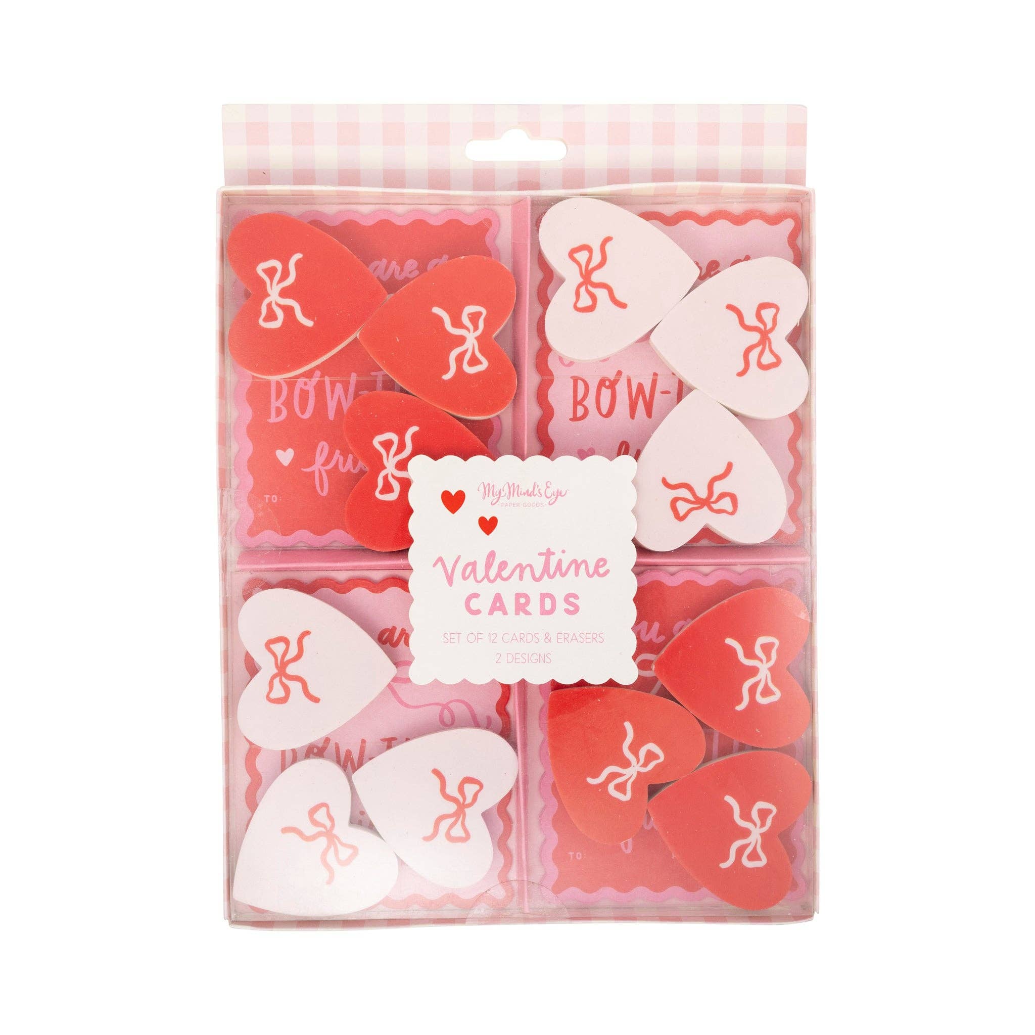 Bows Valentine's Cards and Eraser Set (12 ct) - bubblegum market
