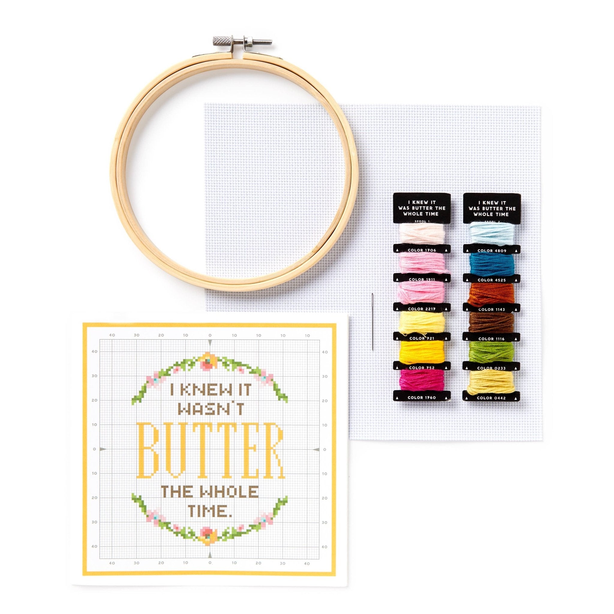 Brass Monkey I Knew It Wasn't Butter Cross Stitch Kit - bubblegum market