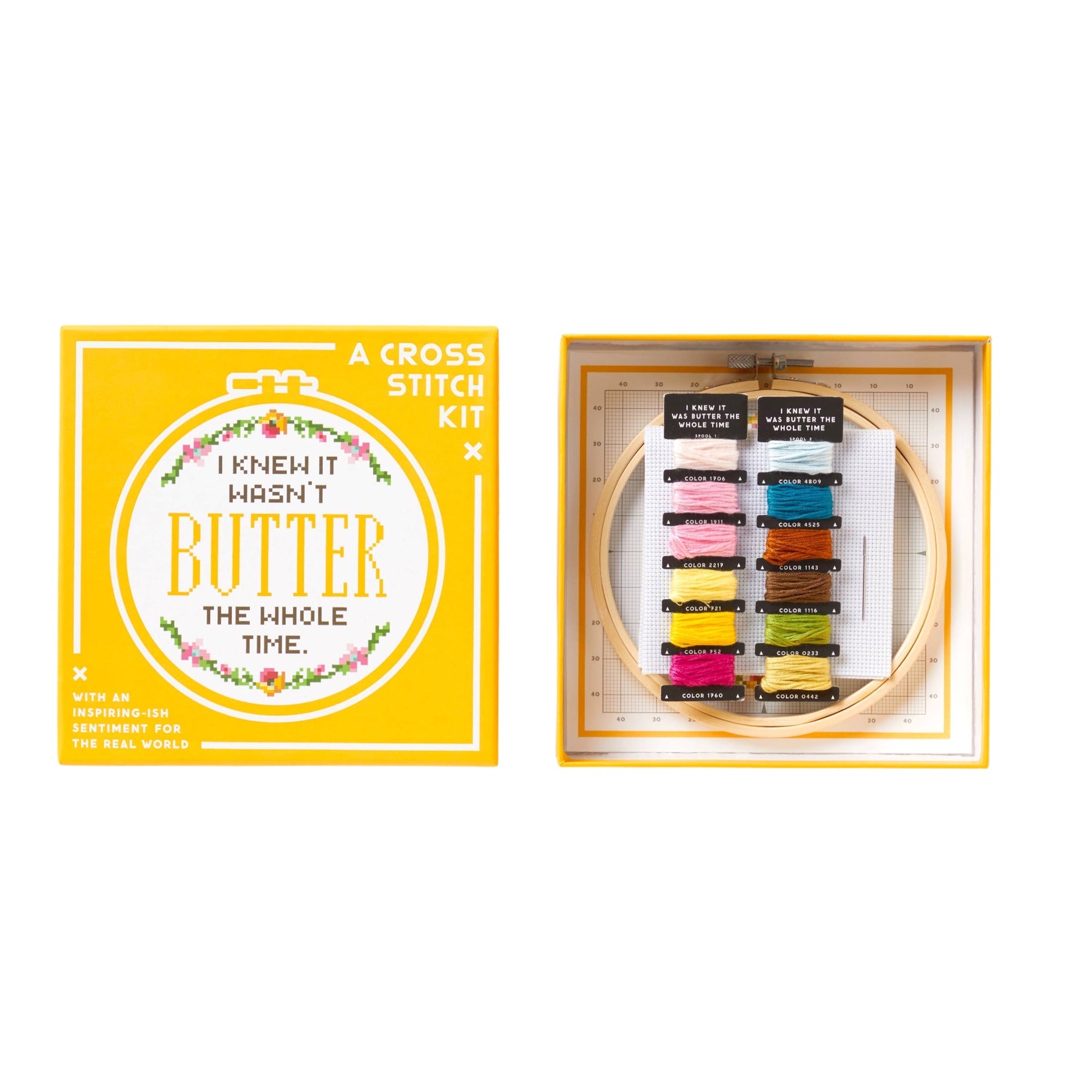Brass Monkey I Knew It Wasn't Butter Cross Stitch Kit - bubblegum market