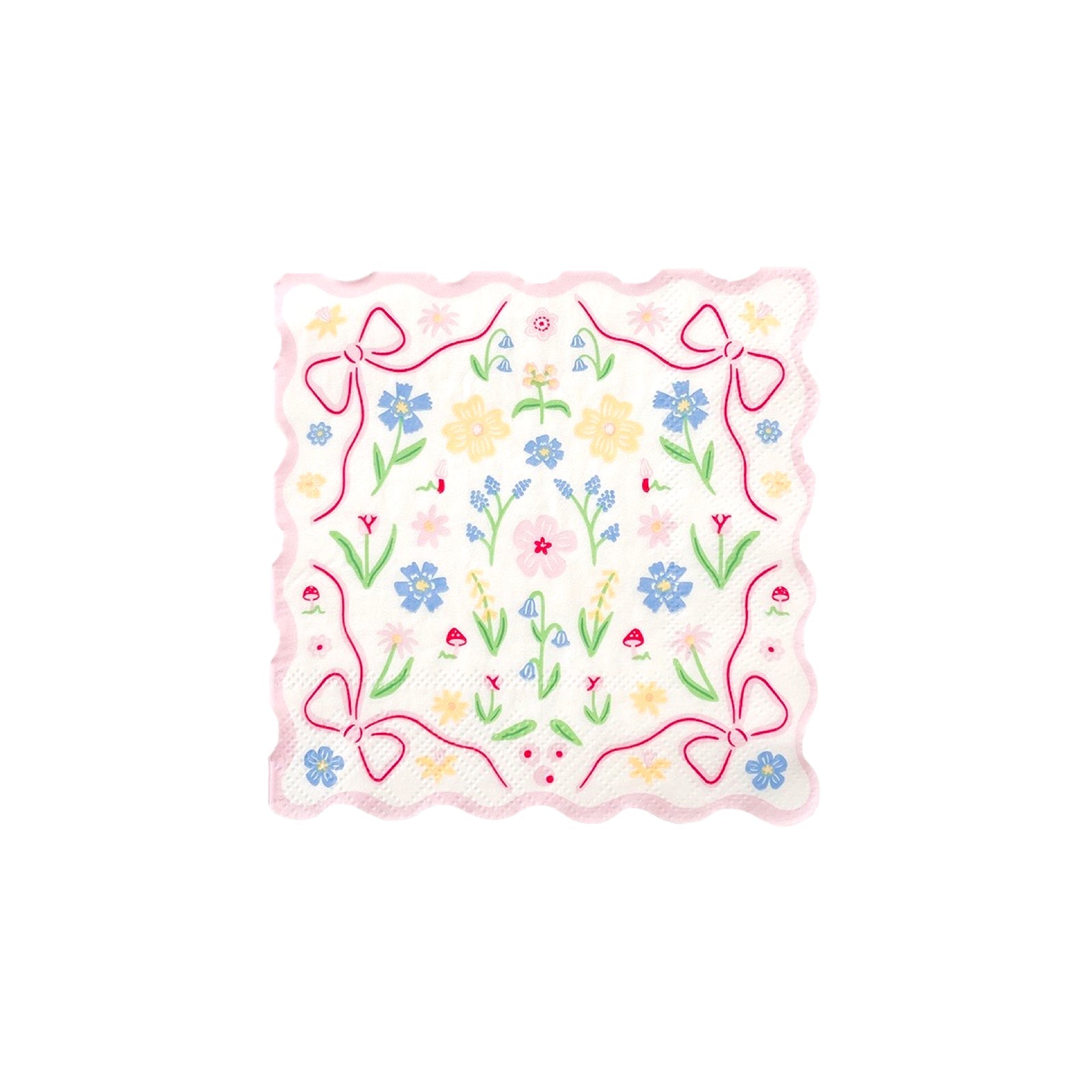 Bunnies In The Garden Pink Floral Petite Napkins - bubblegum market