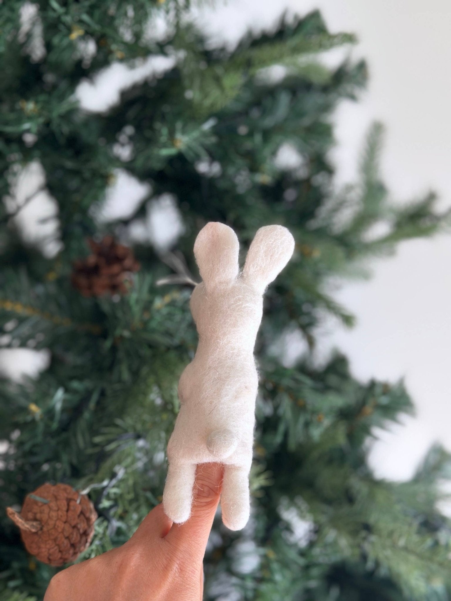 Bunny Wool Felt Finger Puppet - bubblegum market
