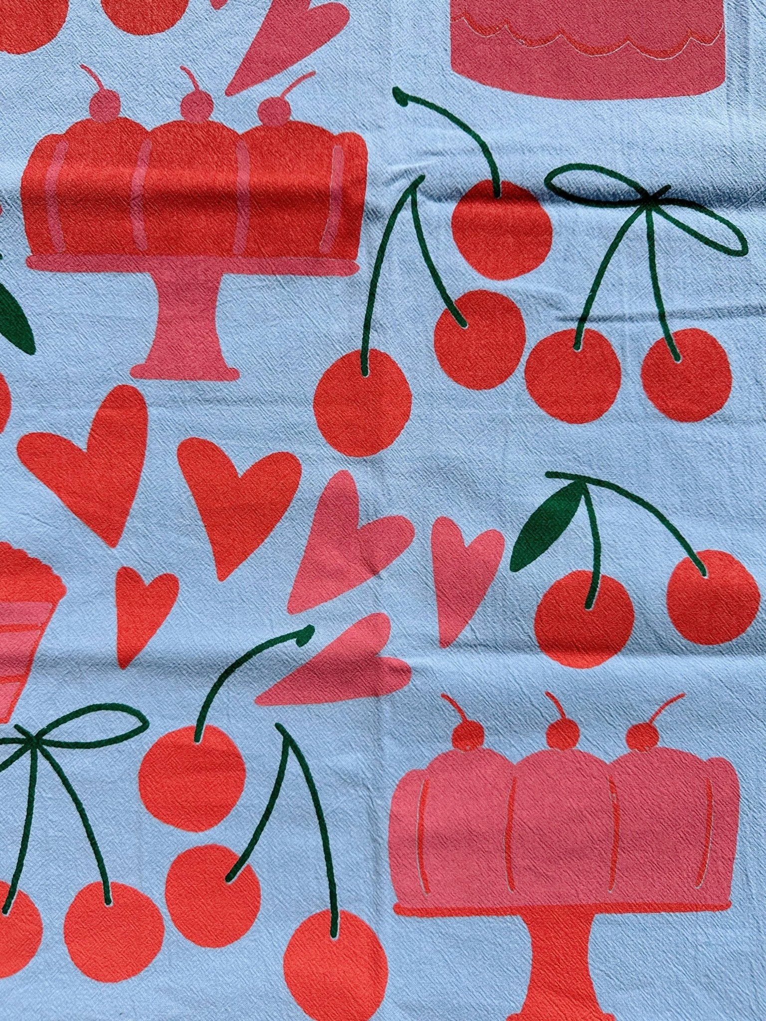 Cake on Blue Tea Towel - bubblegum market