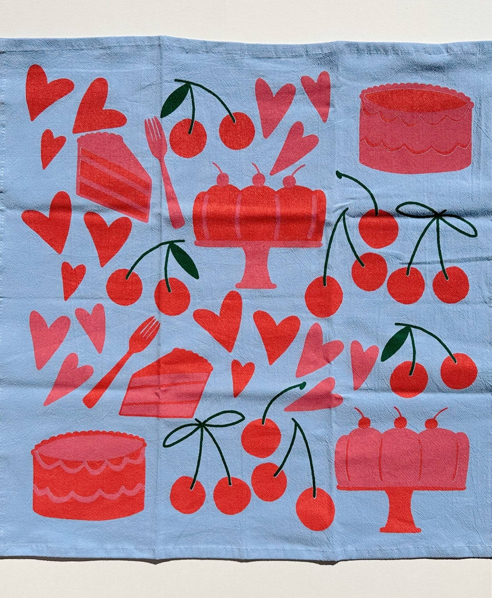 Cake on Blue Tea Towel - bubblegum market
