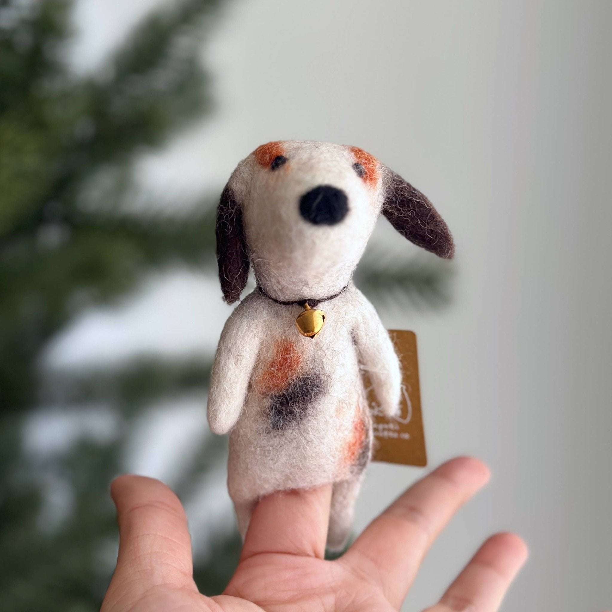 Calico Dog Wool Felt Finger Puppet - bubblegum market