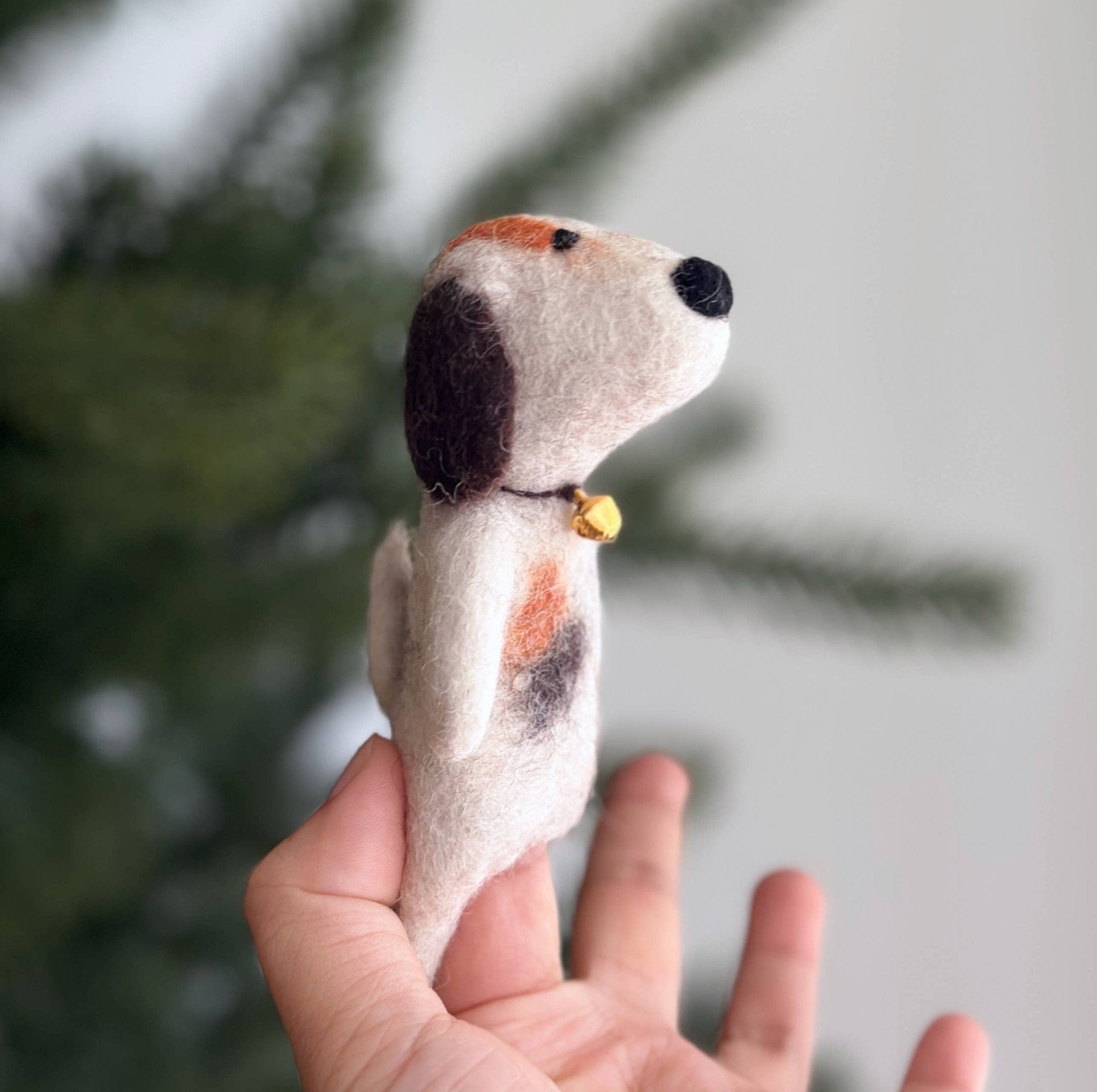 Calico Dog Wool Felt Finger Puppet - bubblegum market
