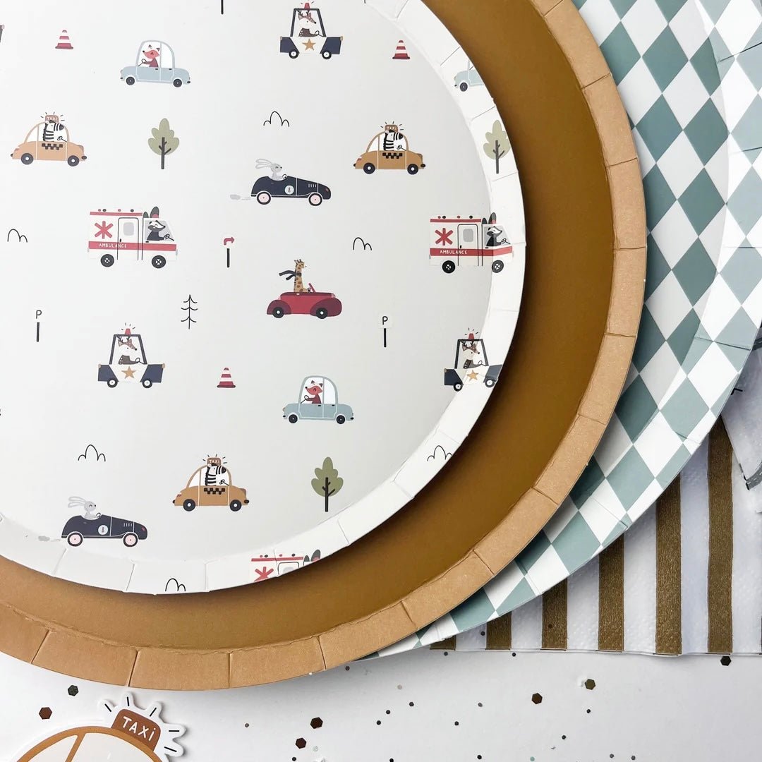 Car Party Paper Plates 7" - bubblegum market