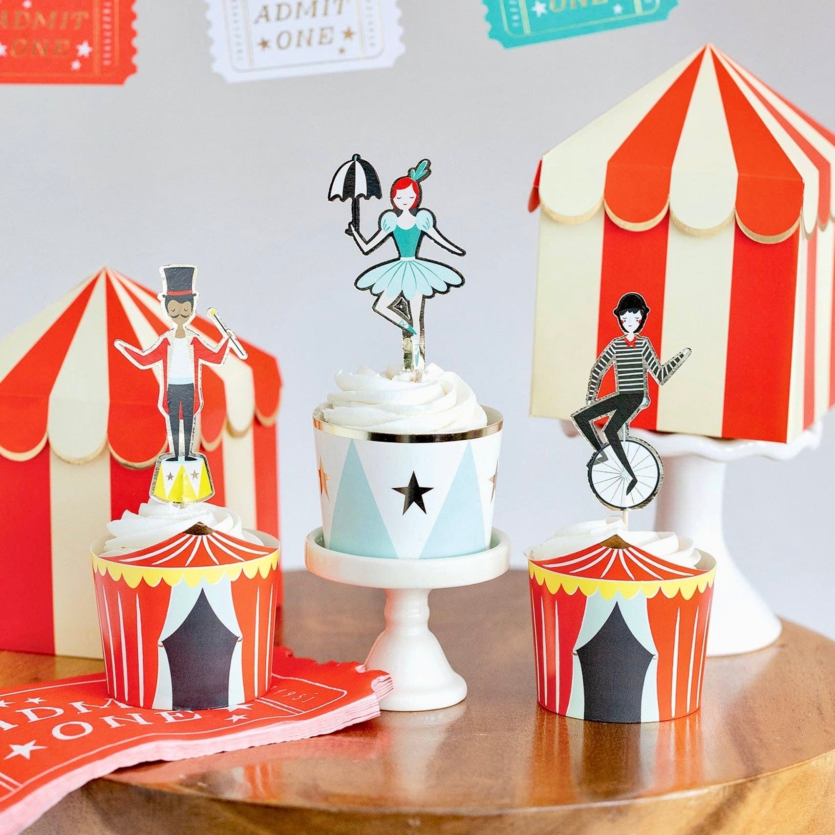 Carnival Cupcake Toppers & Baking Cups - bubblegum market
