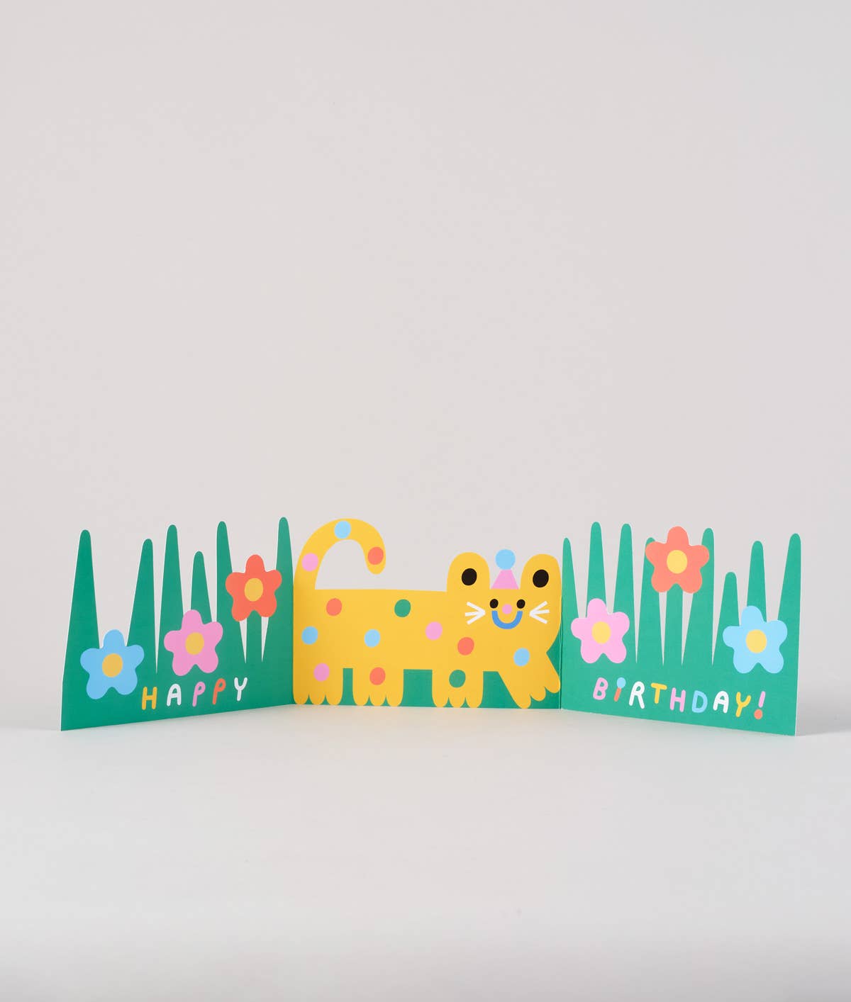 'Cat' Fold Out Kid's Birthday Card - bubblegum market