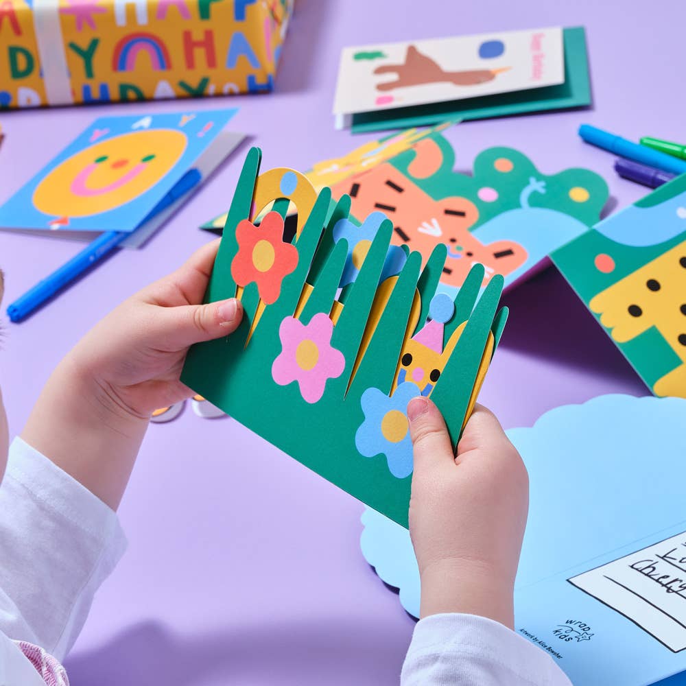 'Cat' Fold Out Kid's Birthday Card - bubblegum market