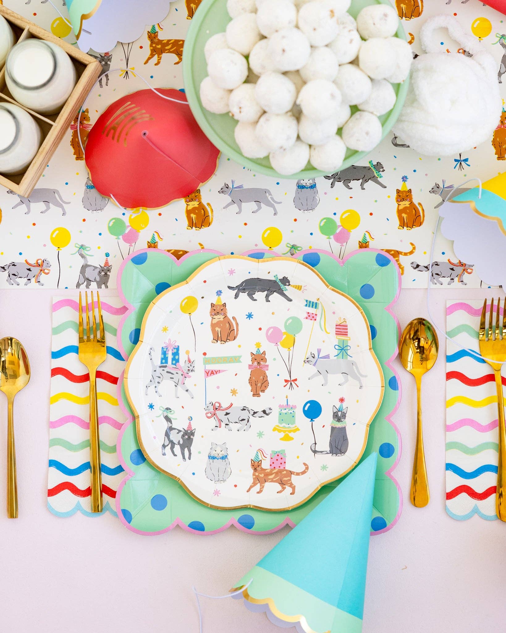 Cat Party Table Runner - bubblegum market