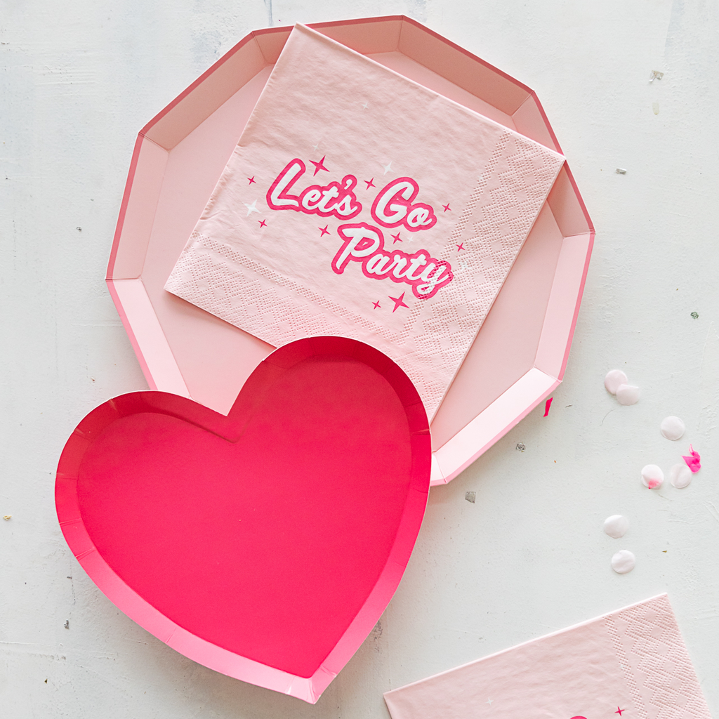Haute Pink Heart Shaped Plates 8.25"