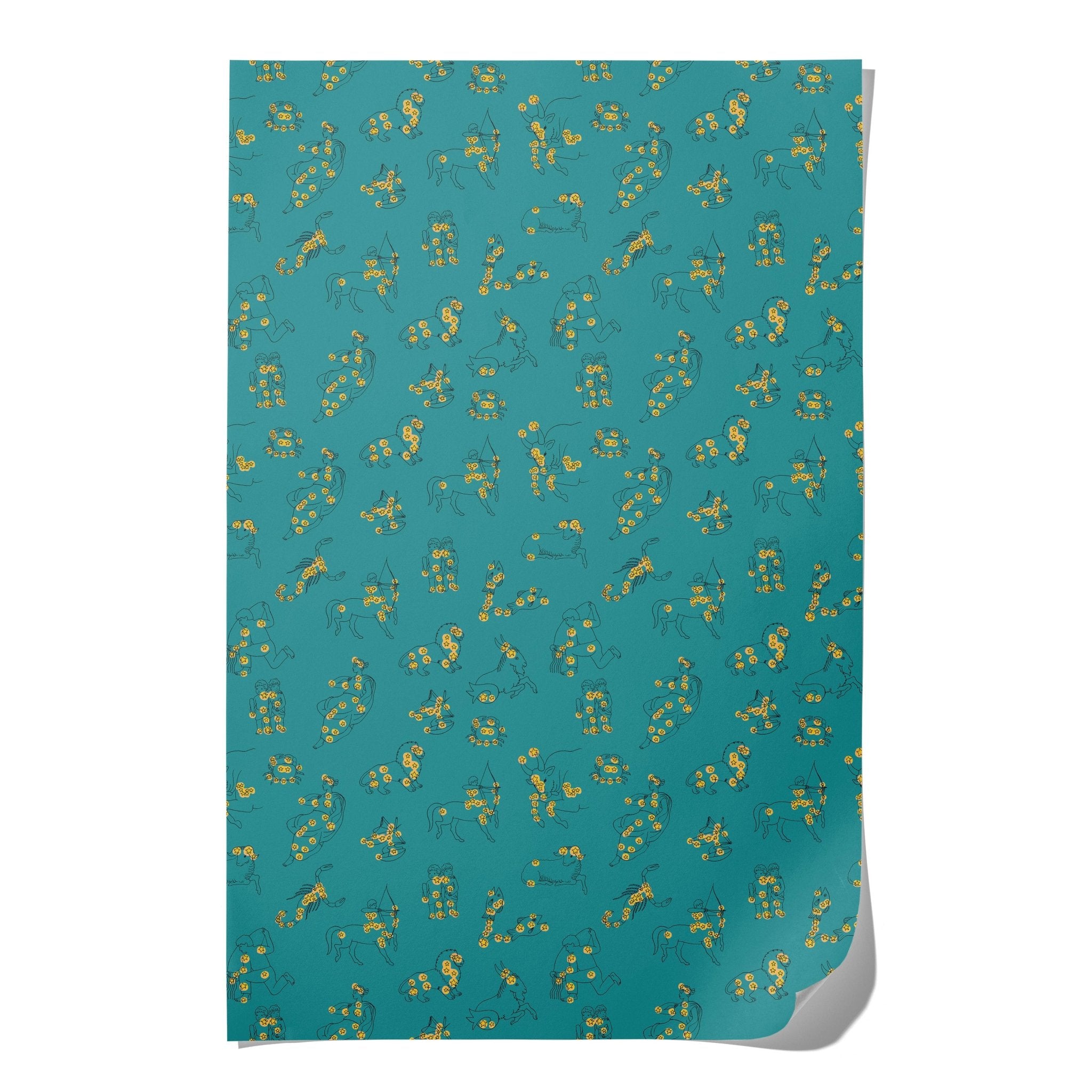 Celestial Zodiac Wrapping Paper Sheets (Roll of 3) - bubblegum market