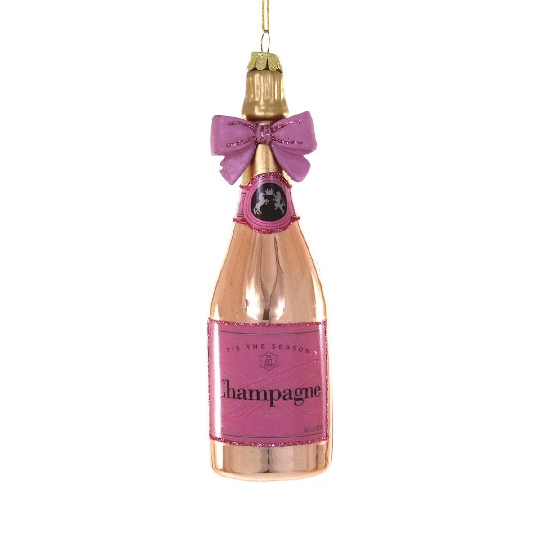Champagne w/ Pink Bow Ornament 6" - bubblegum market
