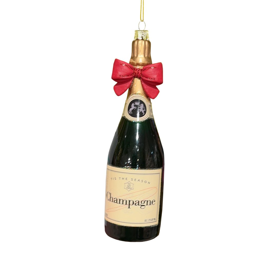 Champagne w/ Red Bow Ornament 6" - bubblegum market