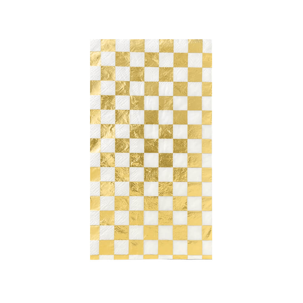 Check It! Gold Clash Check Guest Napkins - bubblegum market