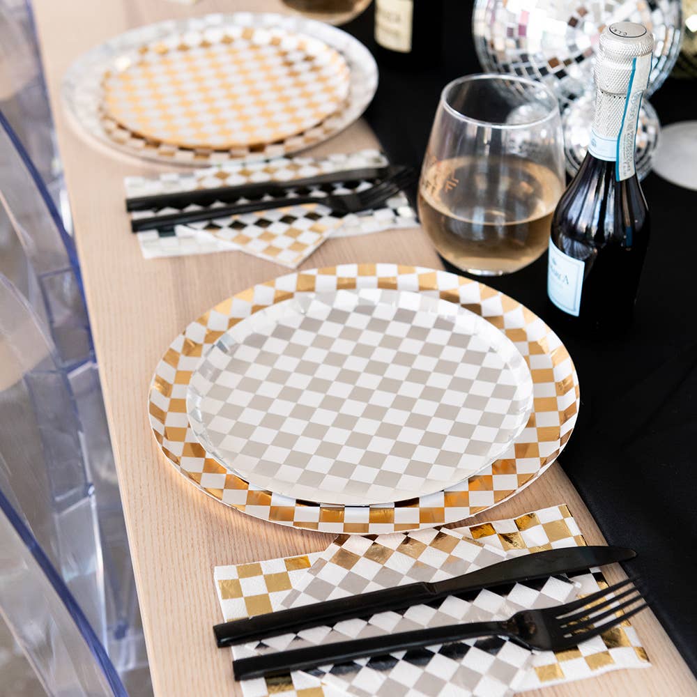 Check It! Gold Clash Paper Dinner Plates 10" - bubblegum market