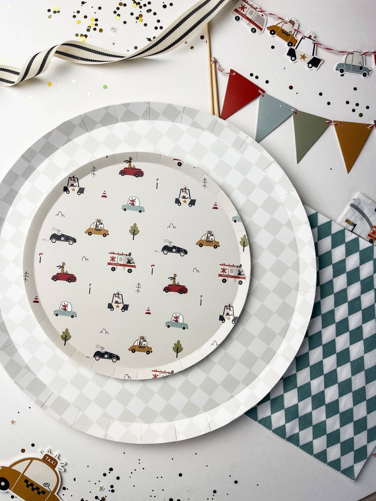 Checkered Light Gray Dinner Plates 10.25" - bubblegum market